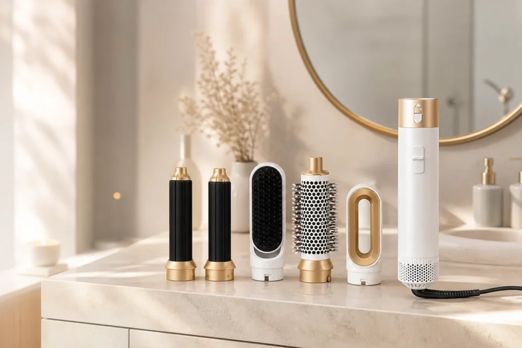 Melyss AirCurl, brosse soufflante 5-en-1 avec ses embouts